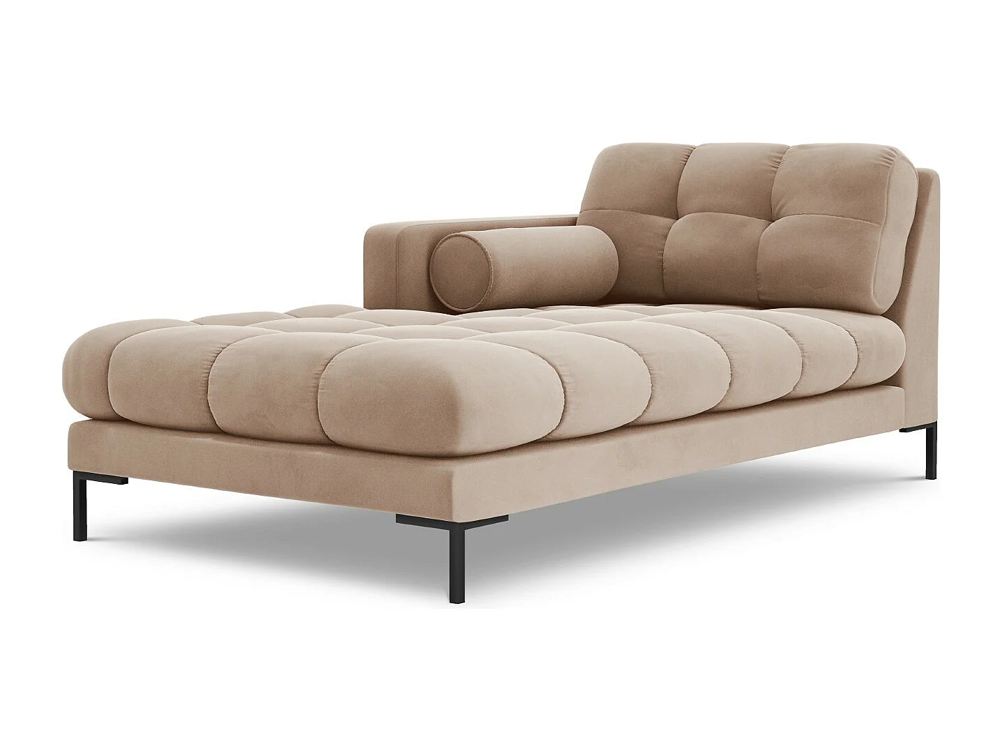 Cosmopolitan Design - Chaise longue sinistra "Bali" in velluto beige - 185x102x75cm