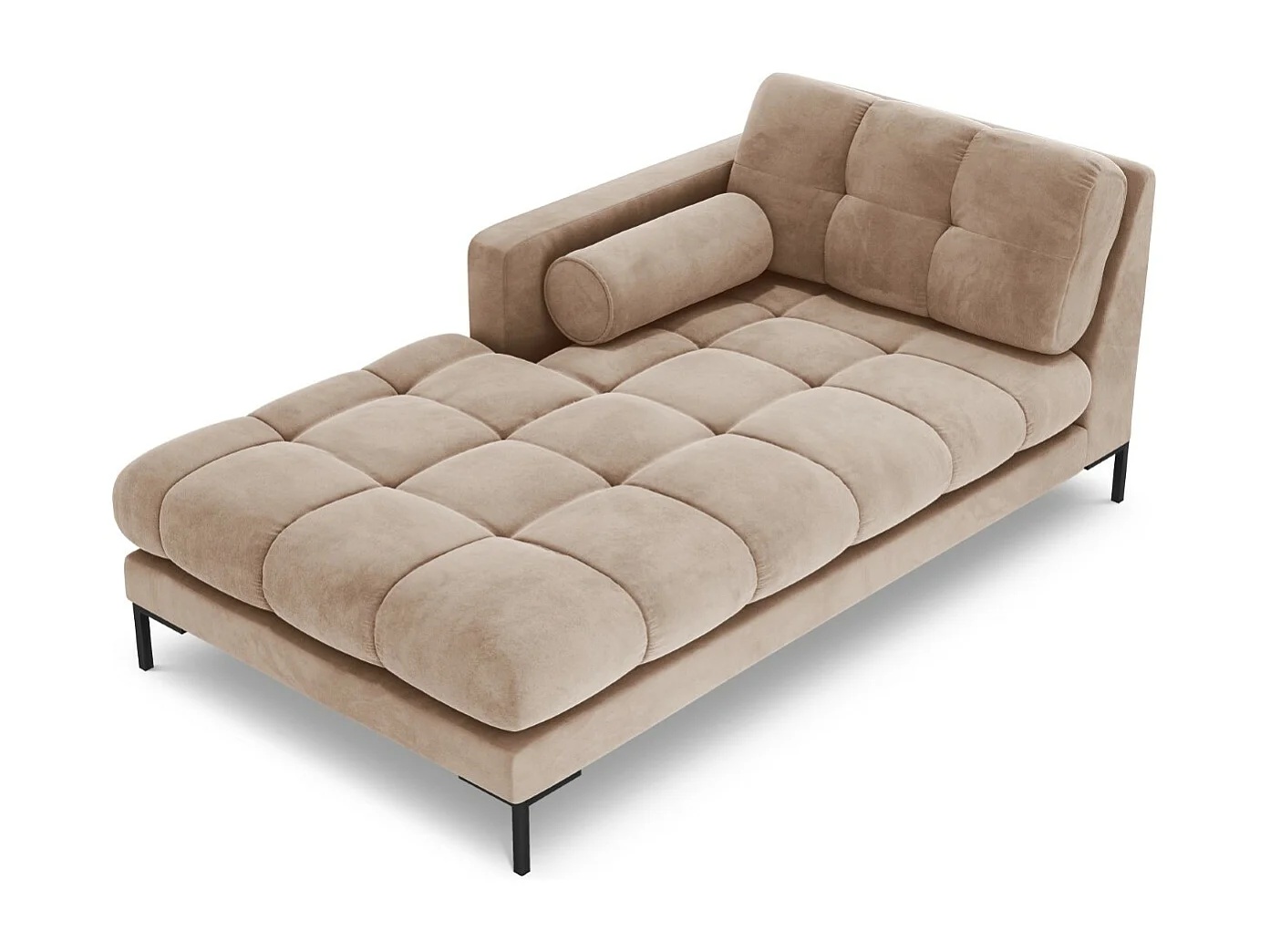 Cosmopolitan Design - Chaise longue sinistra "Bali" in velluto beige - 185x102x75cm