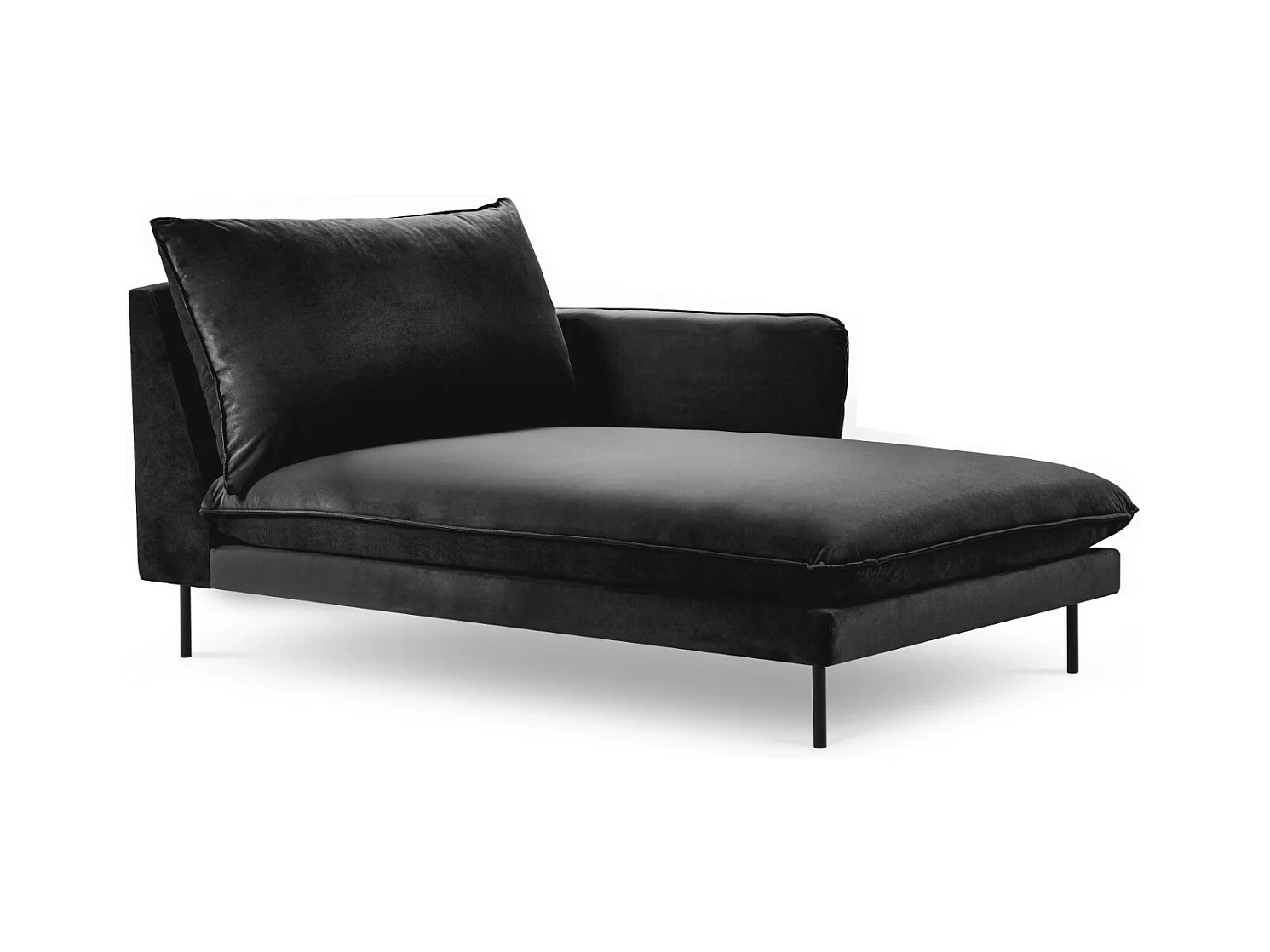 Cosmopolitan Design - Méridienne droite "Vienna" en velours noir - 170x110x95cm