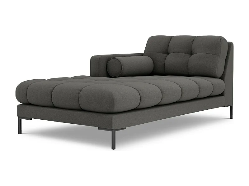 Cosmopolitan Design - Chaise longue esquerda "Bali" em tecido estrutural cinza escuro - 185x102x75cm