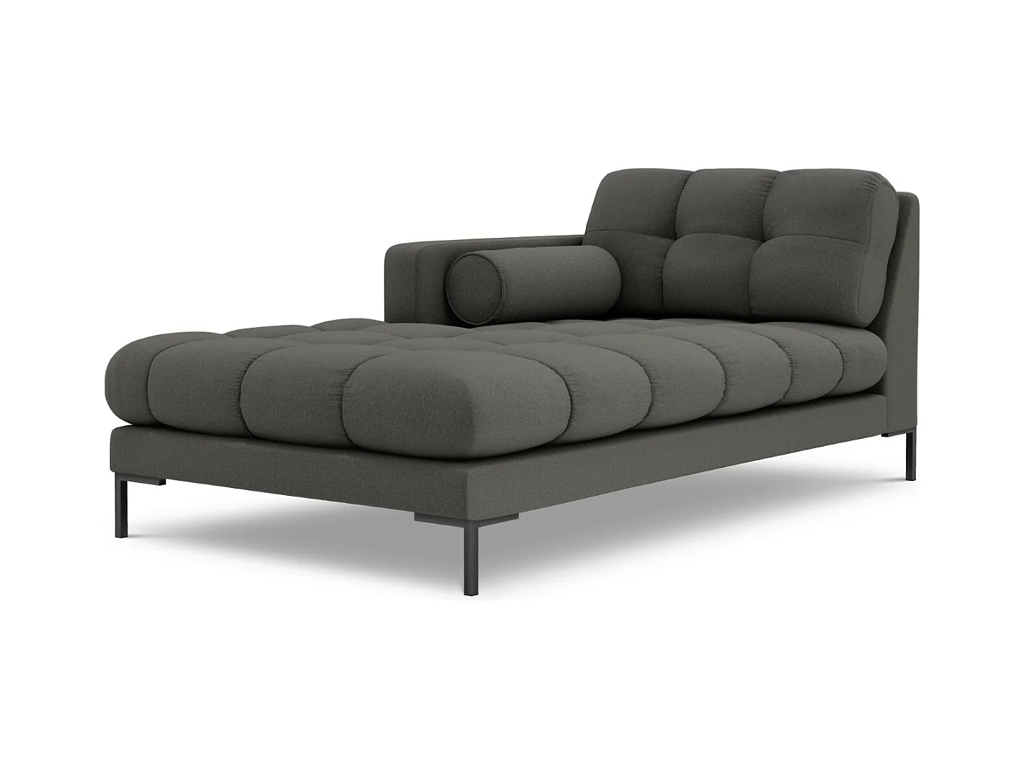 Cosmopolitan Design - Linker meridiaan "Bali" Structurele stof, Donkergrijs - 185x102x75cm