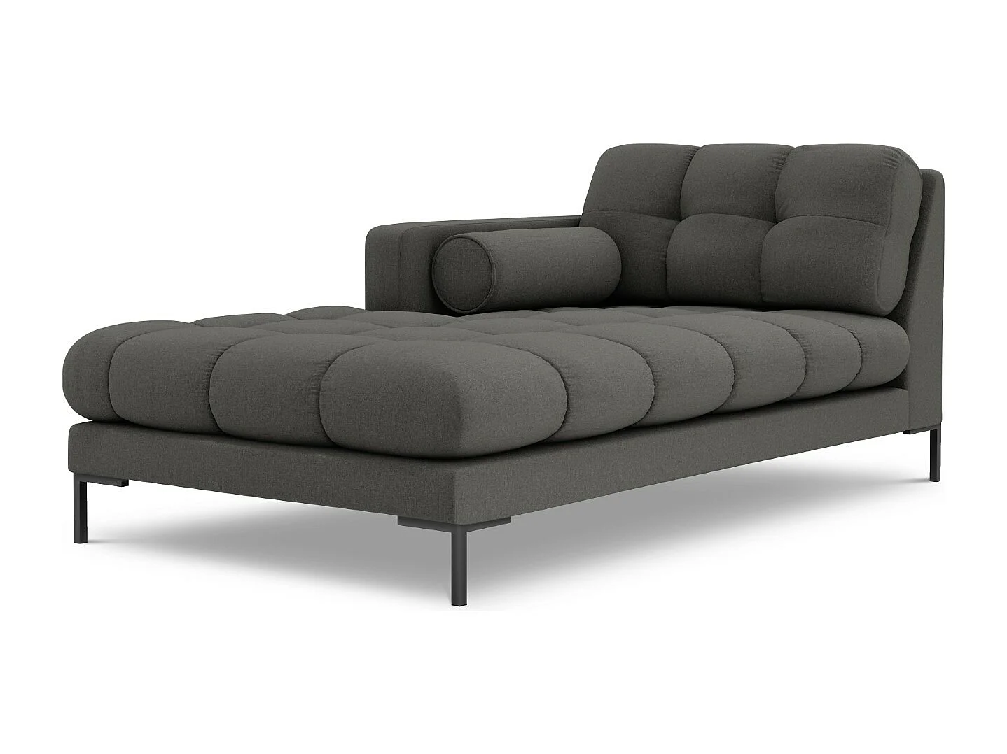 Cosmopolitan Design - Chaise longue esquerda "Bali" em tecido estrutural cinza escuro - 185x102x75cm