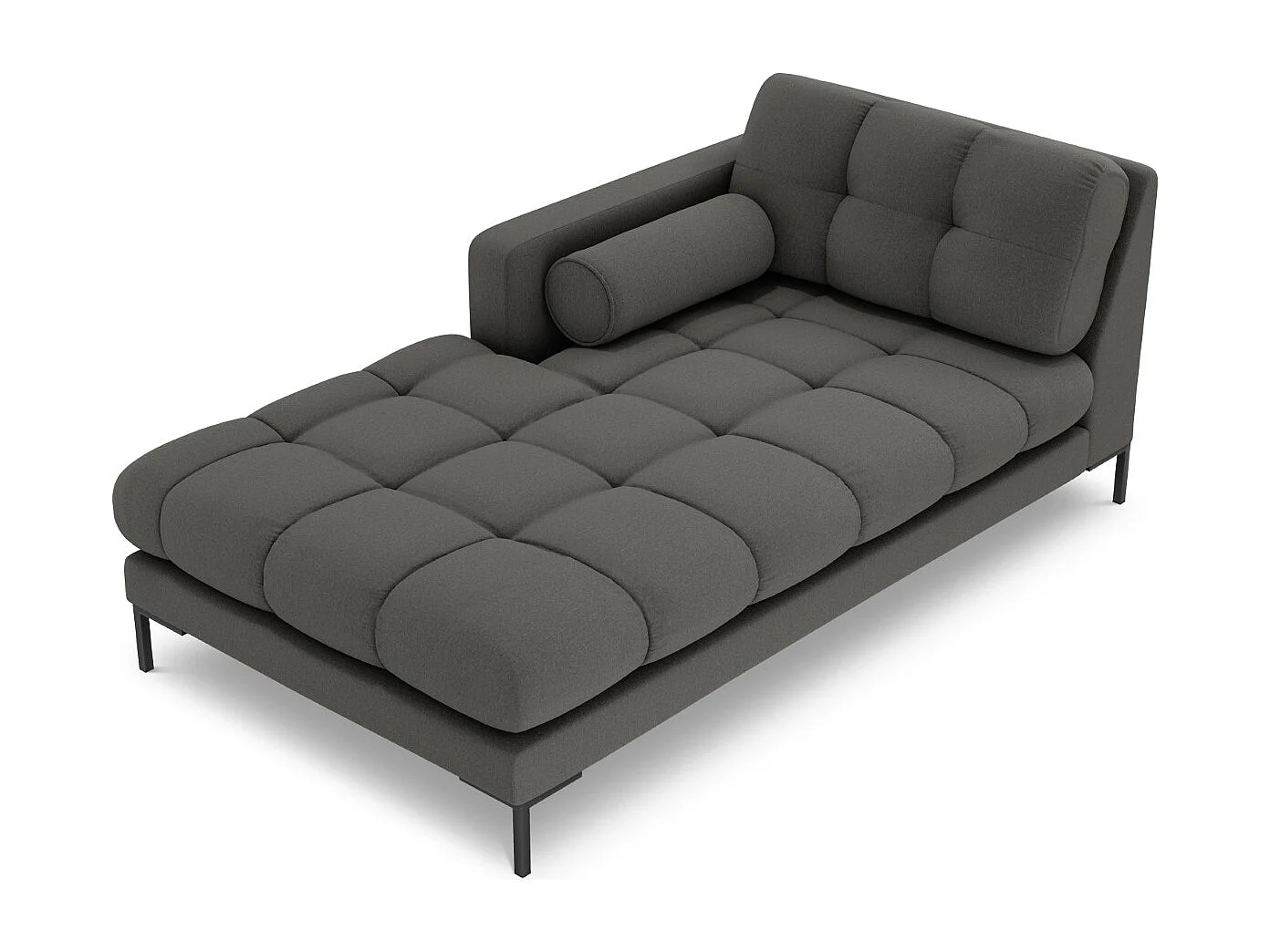 Cosmopolitan Design - Chaise longue esquerda "Bali" em tecido estrutural cinza escuro - 185x102x75cm