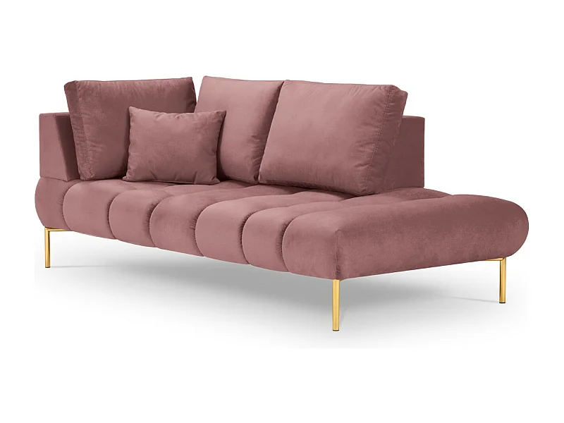 Cosmopolitan Design - Chaise longue destra "Hastings" 2 posti in velluto rosa - 216x102x75cm