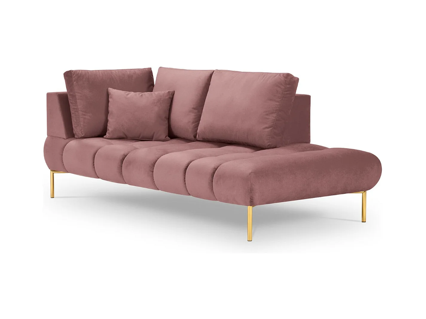 Cosmopolitan Design - Méridienne droite "Hastings" 2 places en velours rose - 216x102x75cm