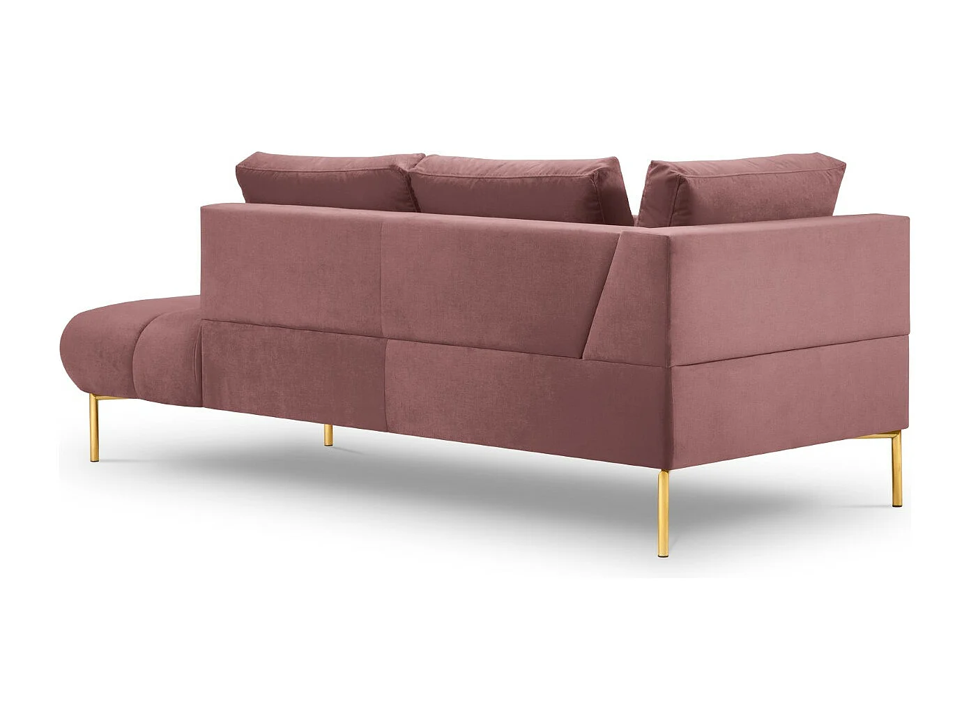 Cosmopolitan Design - Méridienne droite "Hastings" 2 places en velours rose - 216x102x75cm
