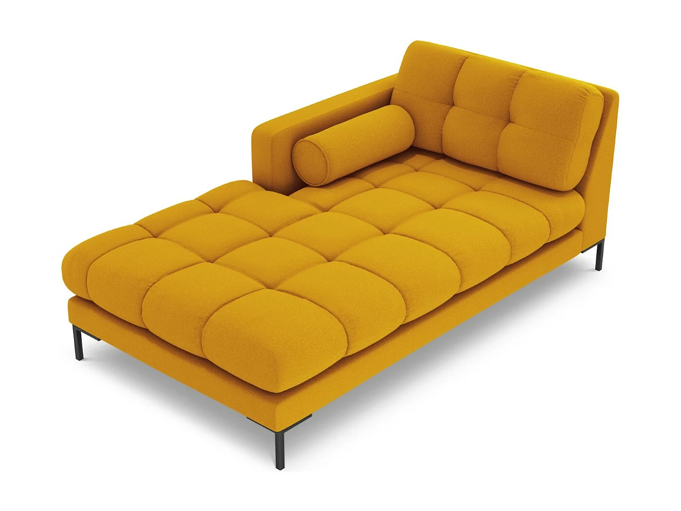 Cosmopolitan Design - Méridienne gauche "Bali" en tissu structurel jaune - 185x102x75cm