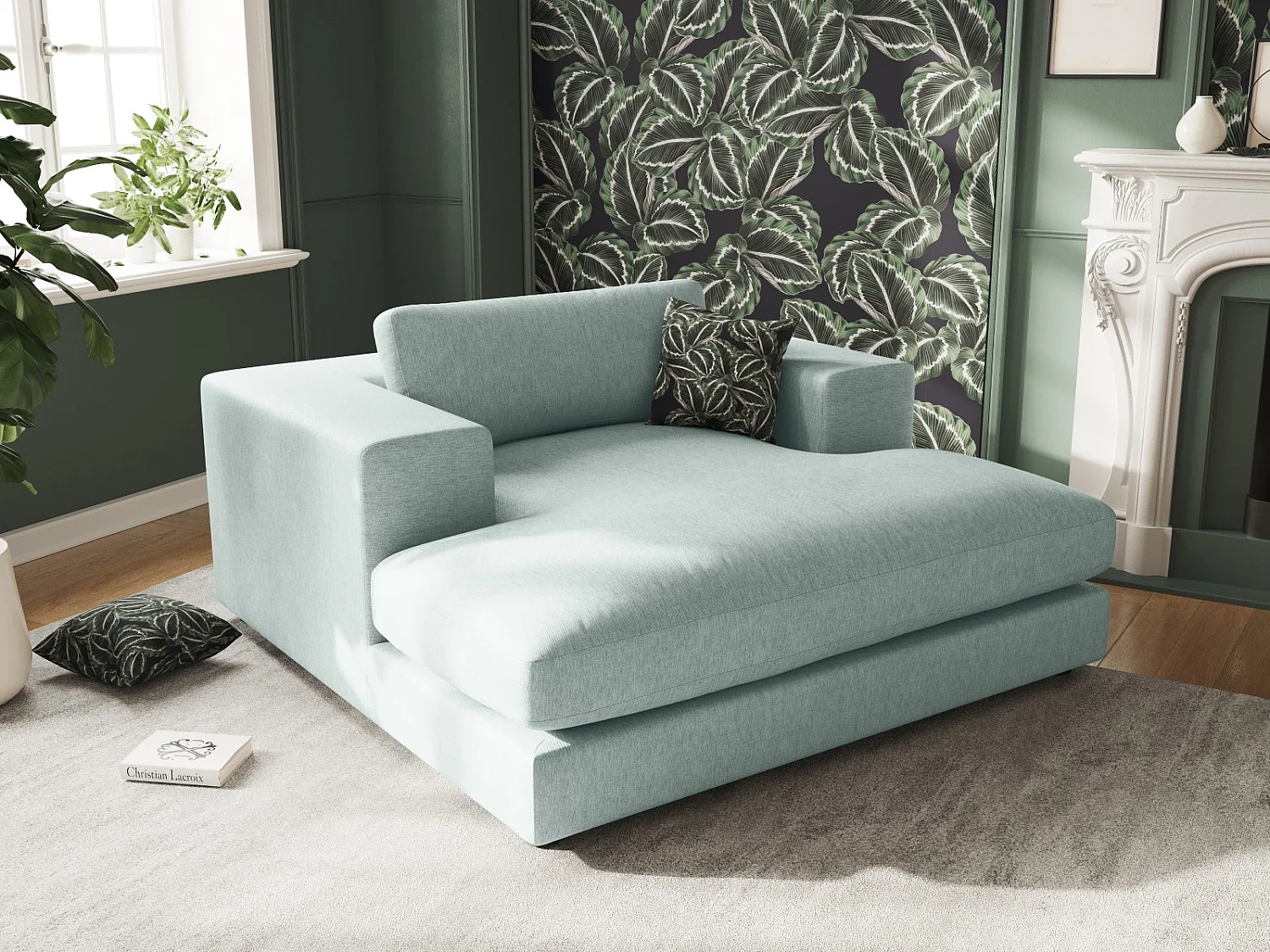 CXL by Christian Lacroix - Chaiselongue "Tendance" Sitzer aus strukturiertem Stoff minze - 156x140x72cm