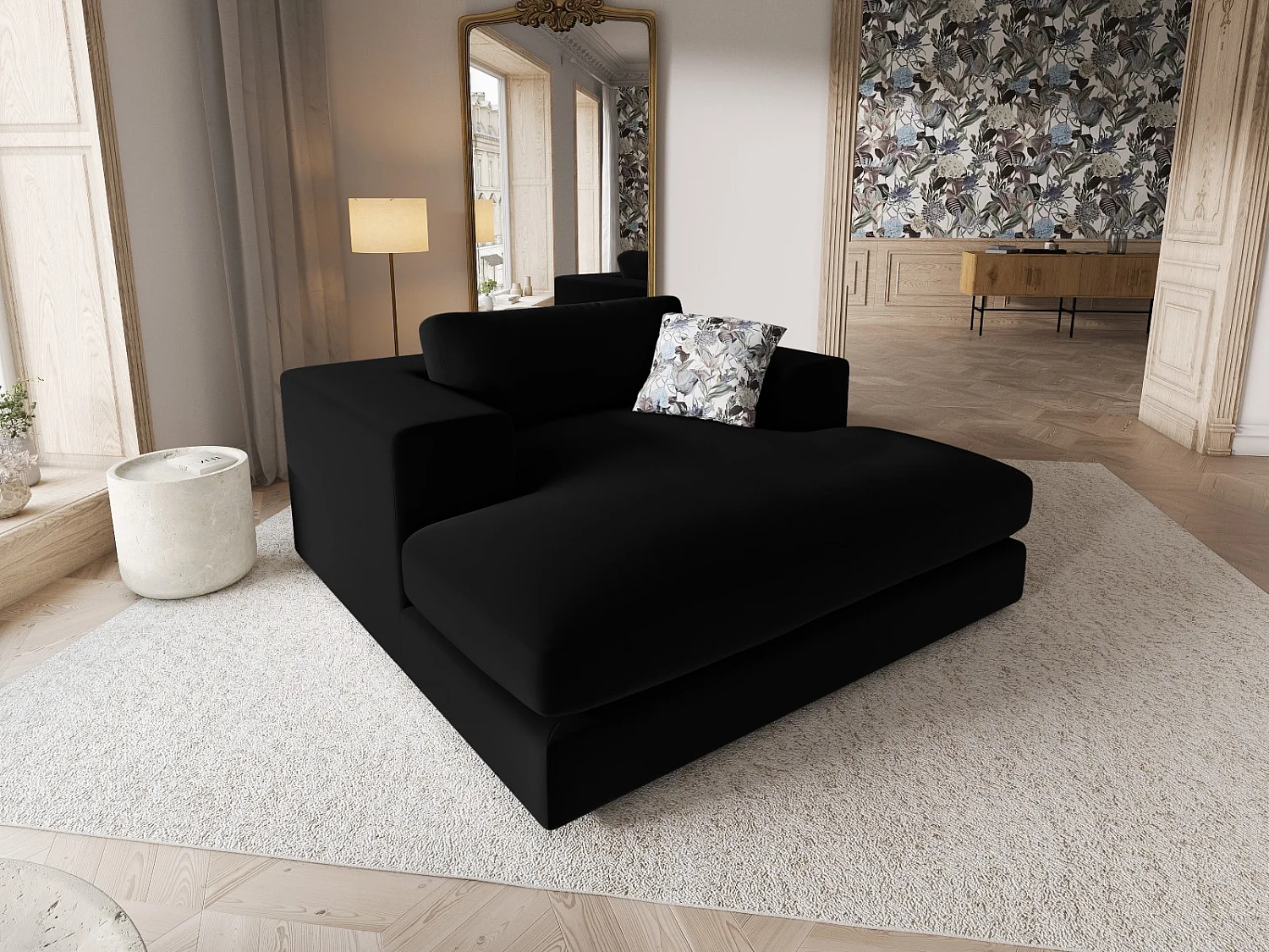 CXL by Christian Lacroix - Cama de dia "Tendance" em veludo preto - 156x140x72cm