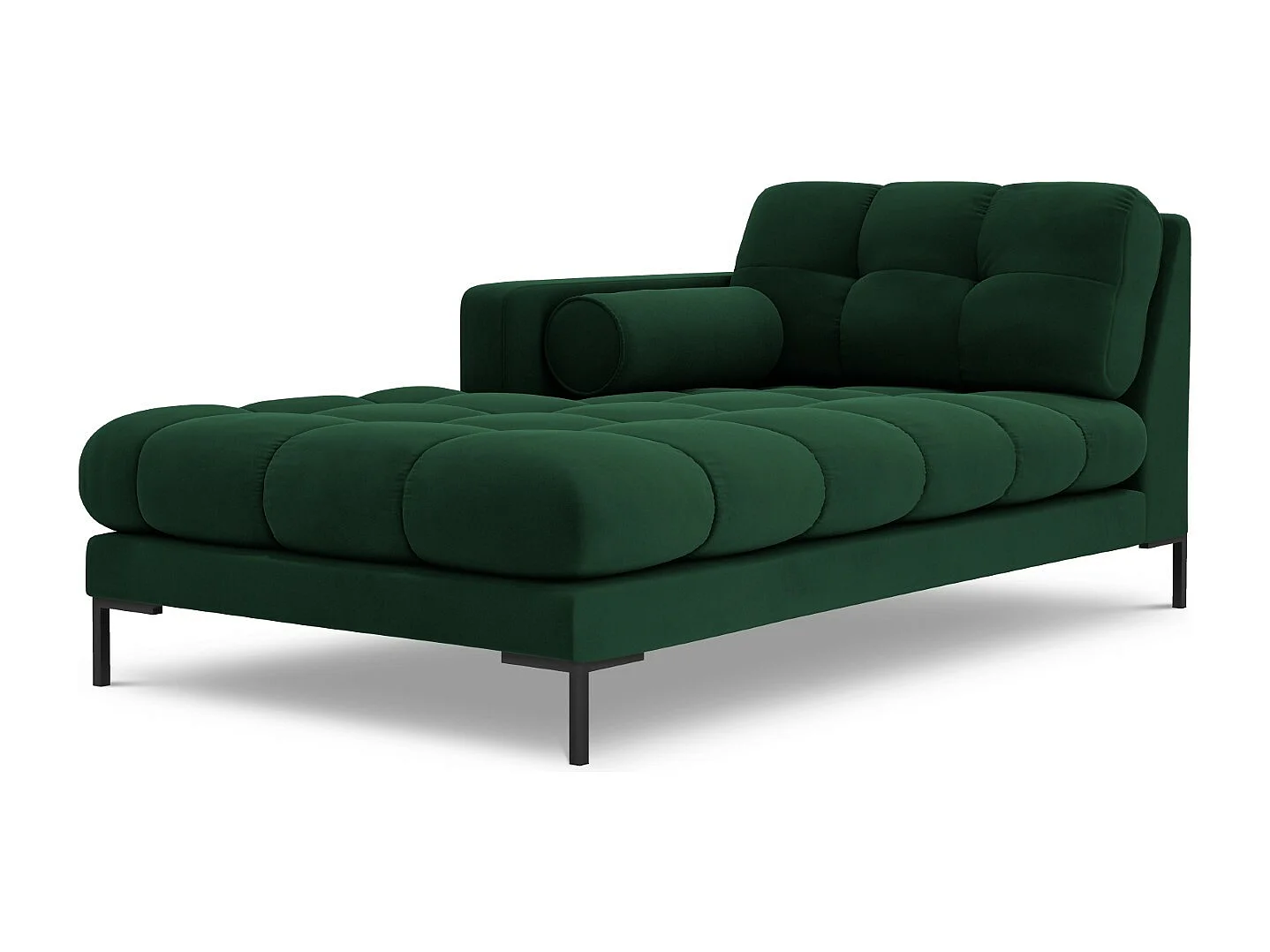 Cosmopolitan Design - Chaise longue esquerda "Bali" em veludo verde garrafa - 185x102x75cm