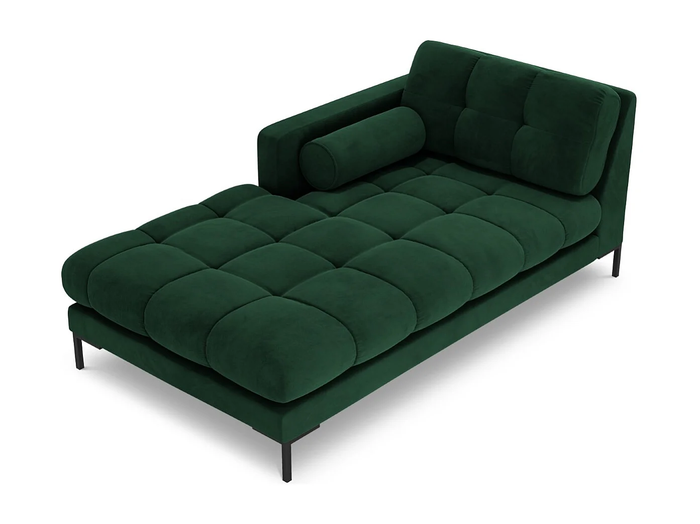 Cosmopolitan Design - Chaise longue esquerda "Bali" em veludo verde garrafa - 185x102x75cm
