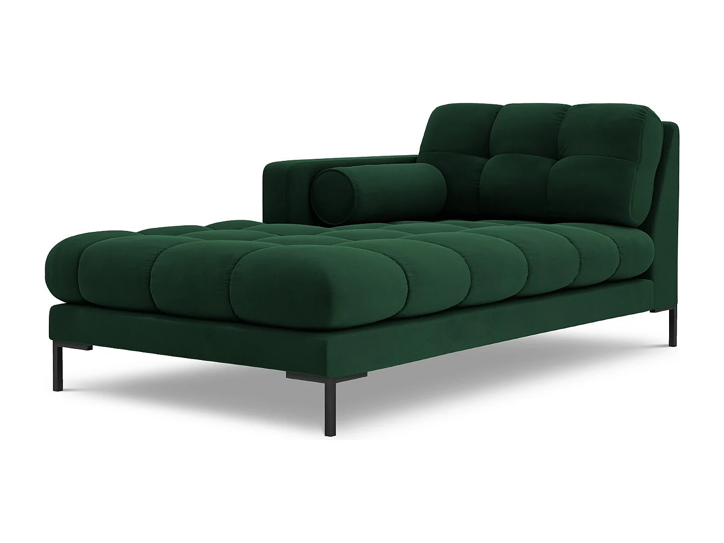 Cosmopolitan Design - Méridienne gauche "Bali" en velours vert bouteille - 185x102x75cm