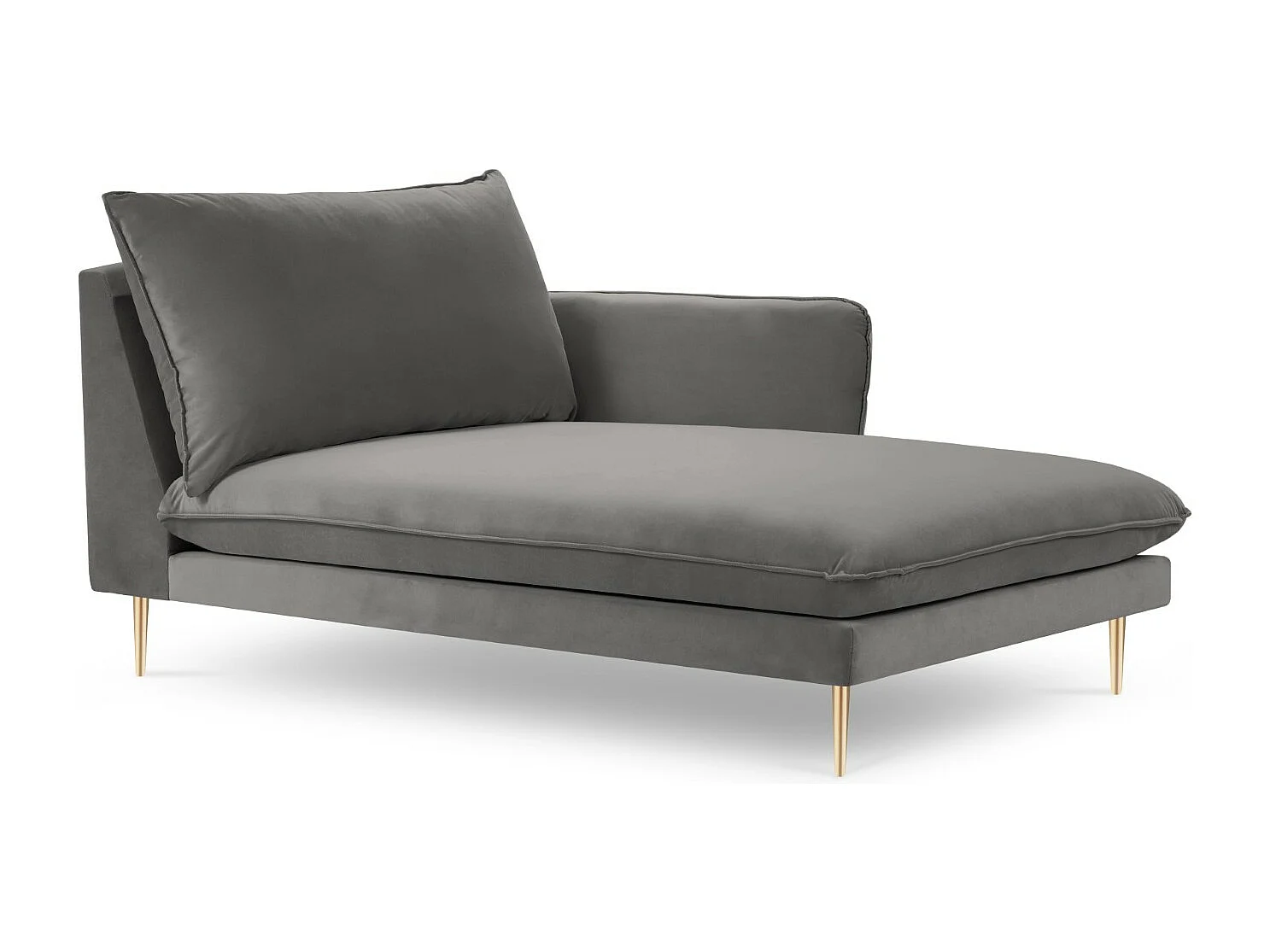 Cosmopolitan Design - Chaiselongue rechts "Vienna" aus Samt hellgrau - 170x110x95cm