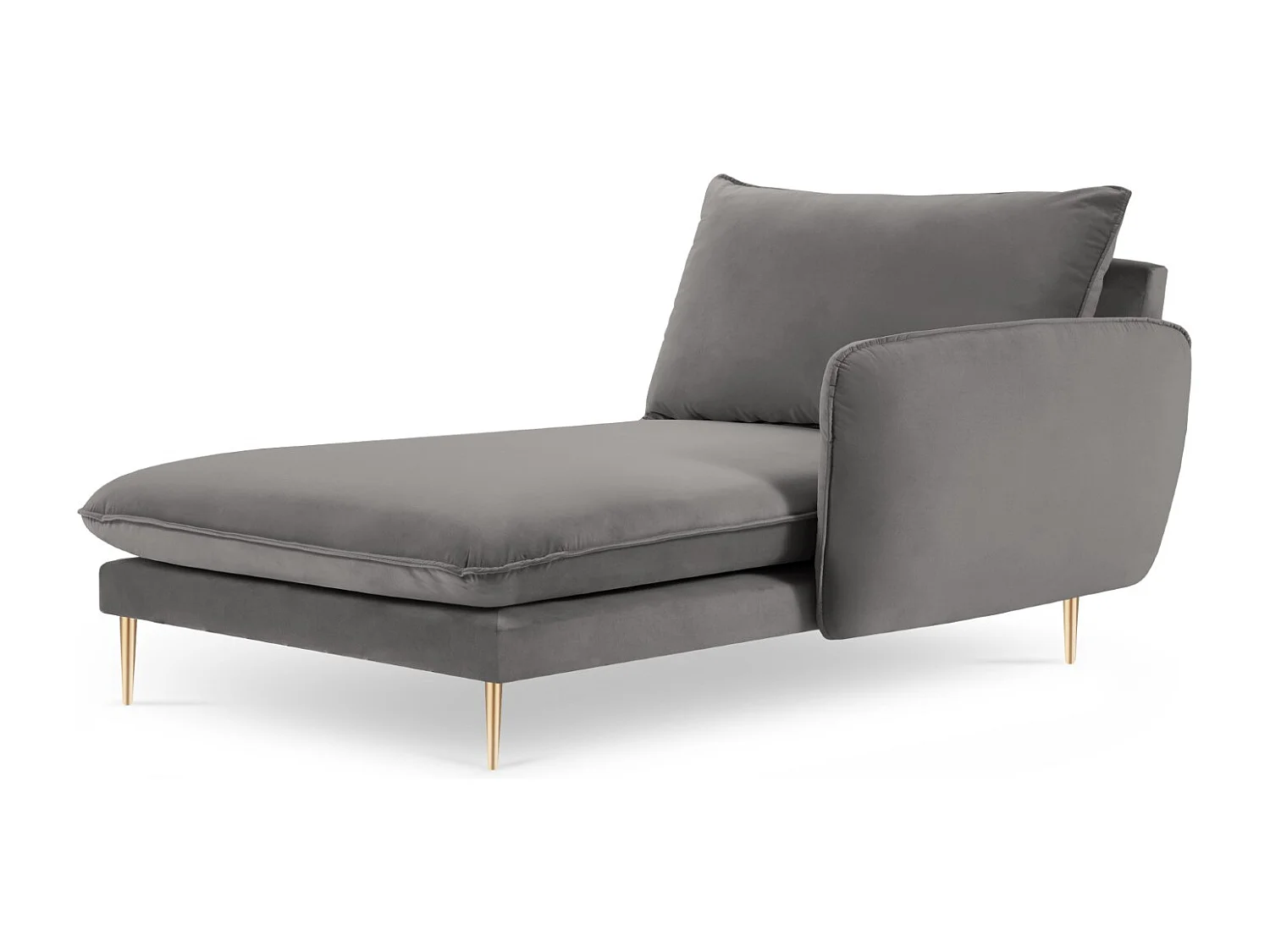 Cosmopolitan Design - Chaiselongue rechts "Vienna" aus Samt hellgrau - 170x110x95cm