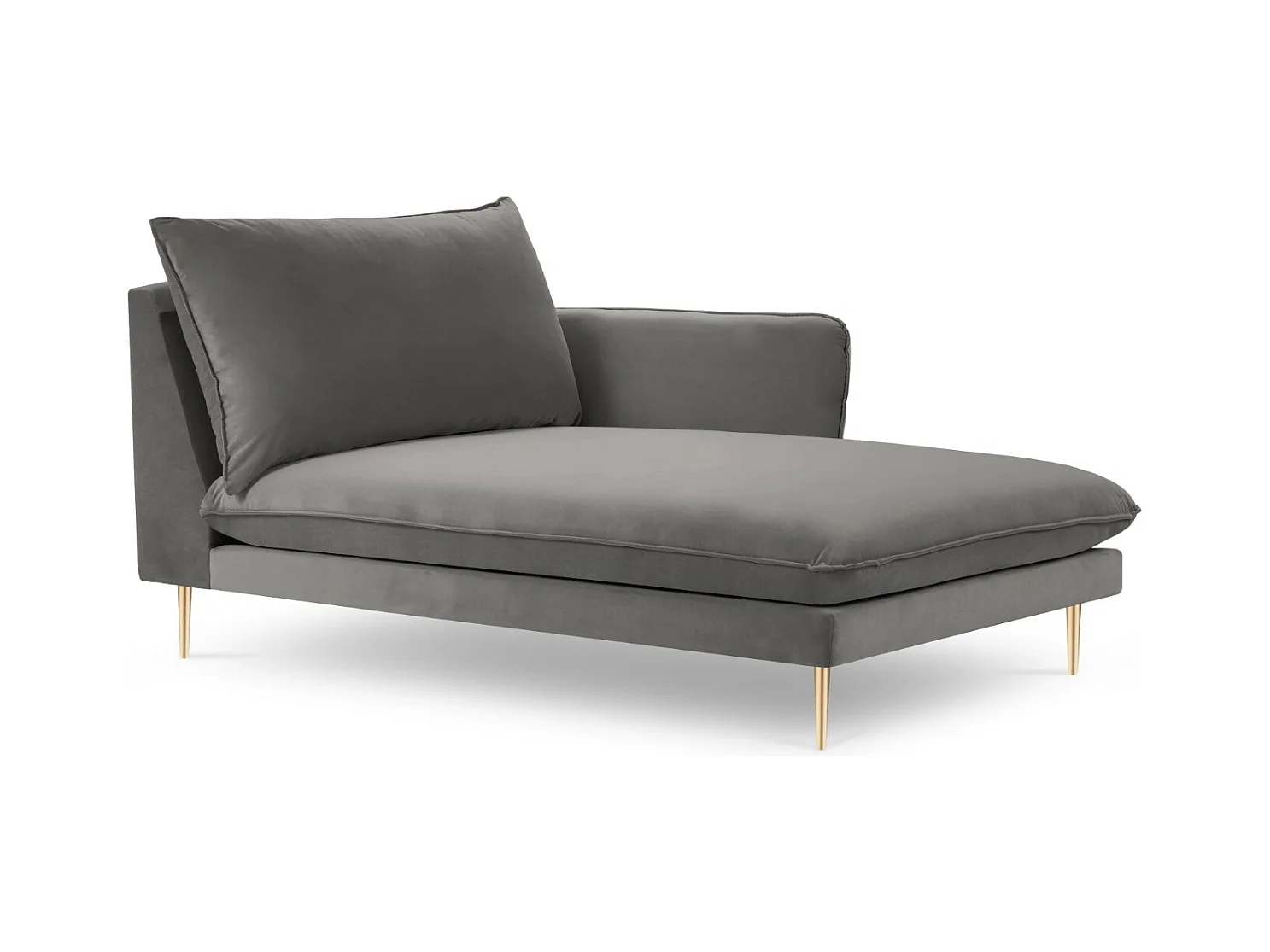 Cosmopolitan Design - Rechter chaise longue "Vienna" Flueel, Lichtgrijs - 170x110x95cm