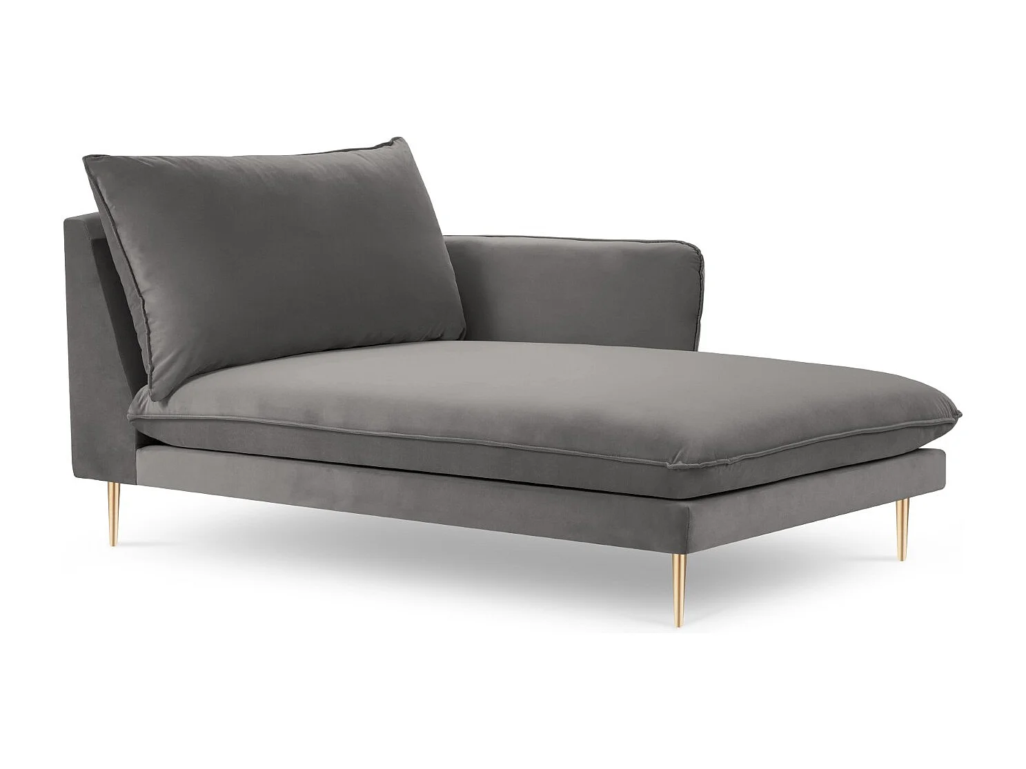 Cosmopolitan Design - Chaise longue direita "Vienna" em veludo cinza claro - 170x110x95cm