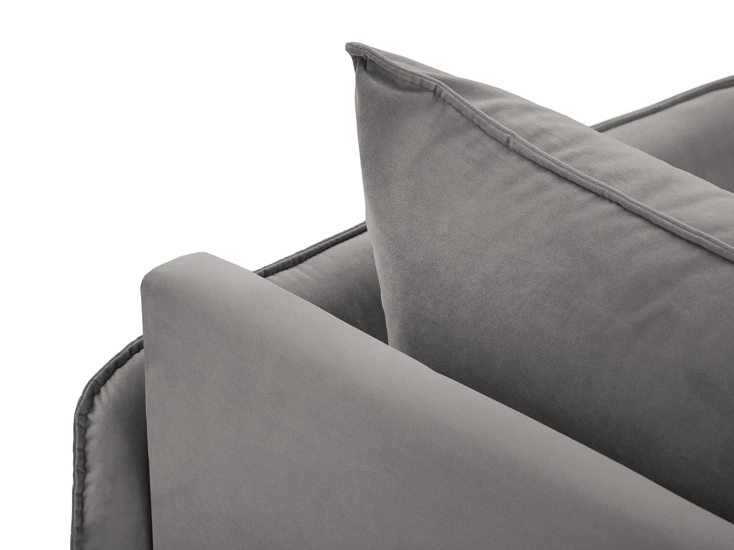 Cosmopolitan Design - Chaise longue direita "Vienna" em veludo cinza claro - 170x110x95cm