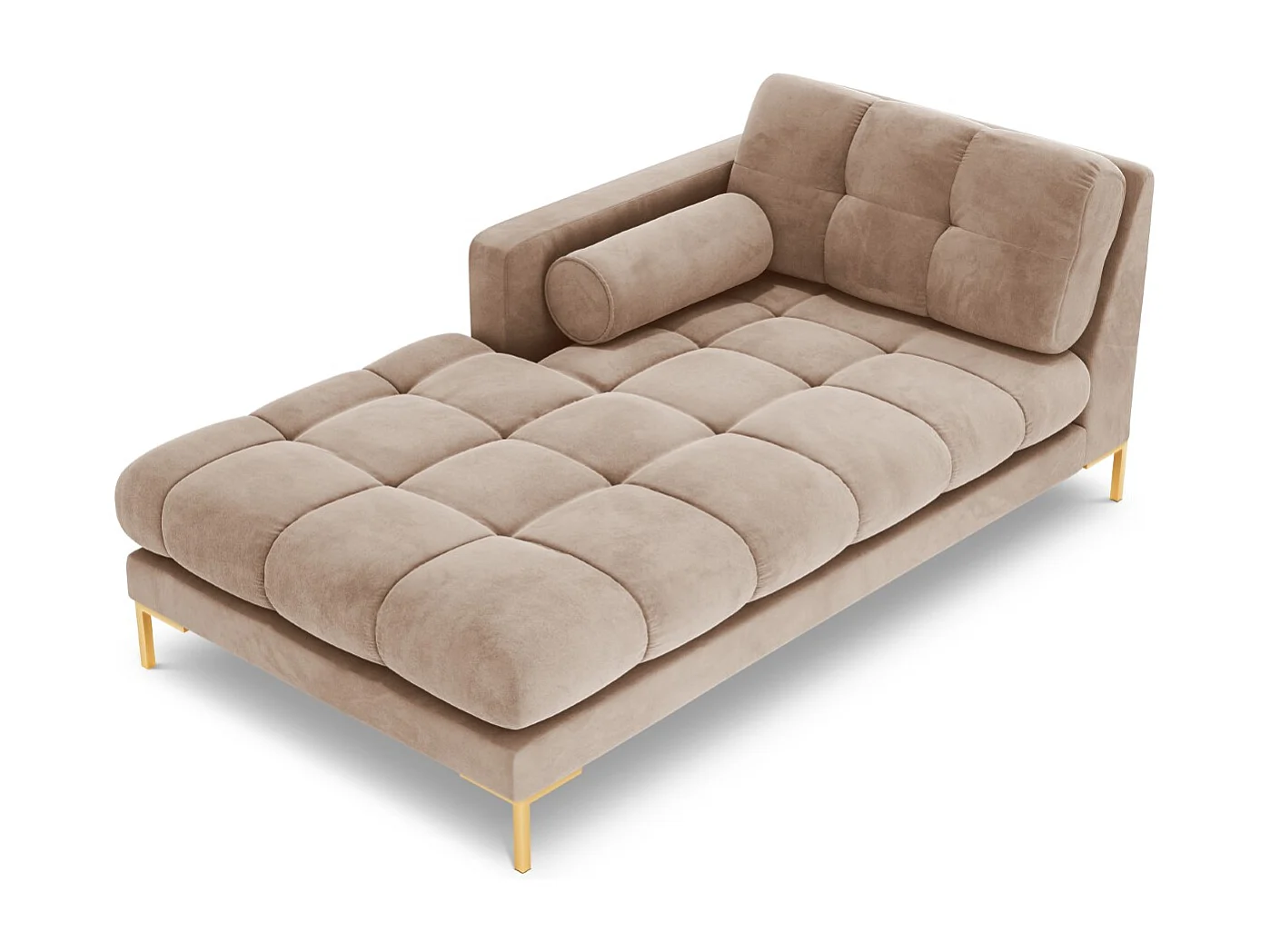Cosmopolitan Design - Chaiselongue links "Bali" aus Samt beige - 185x102x75cm