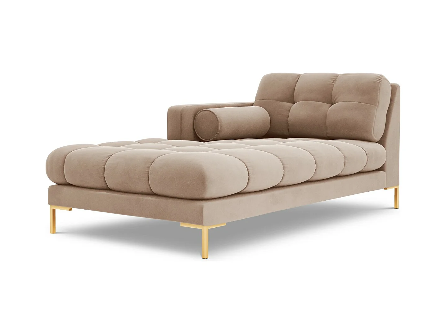 Cosmopolitan Design - Méridienne gauche "Bali" en velours beige - 185x102x75cm