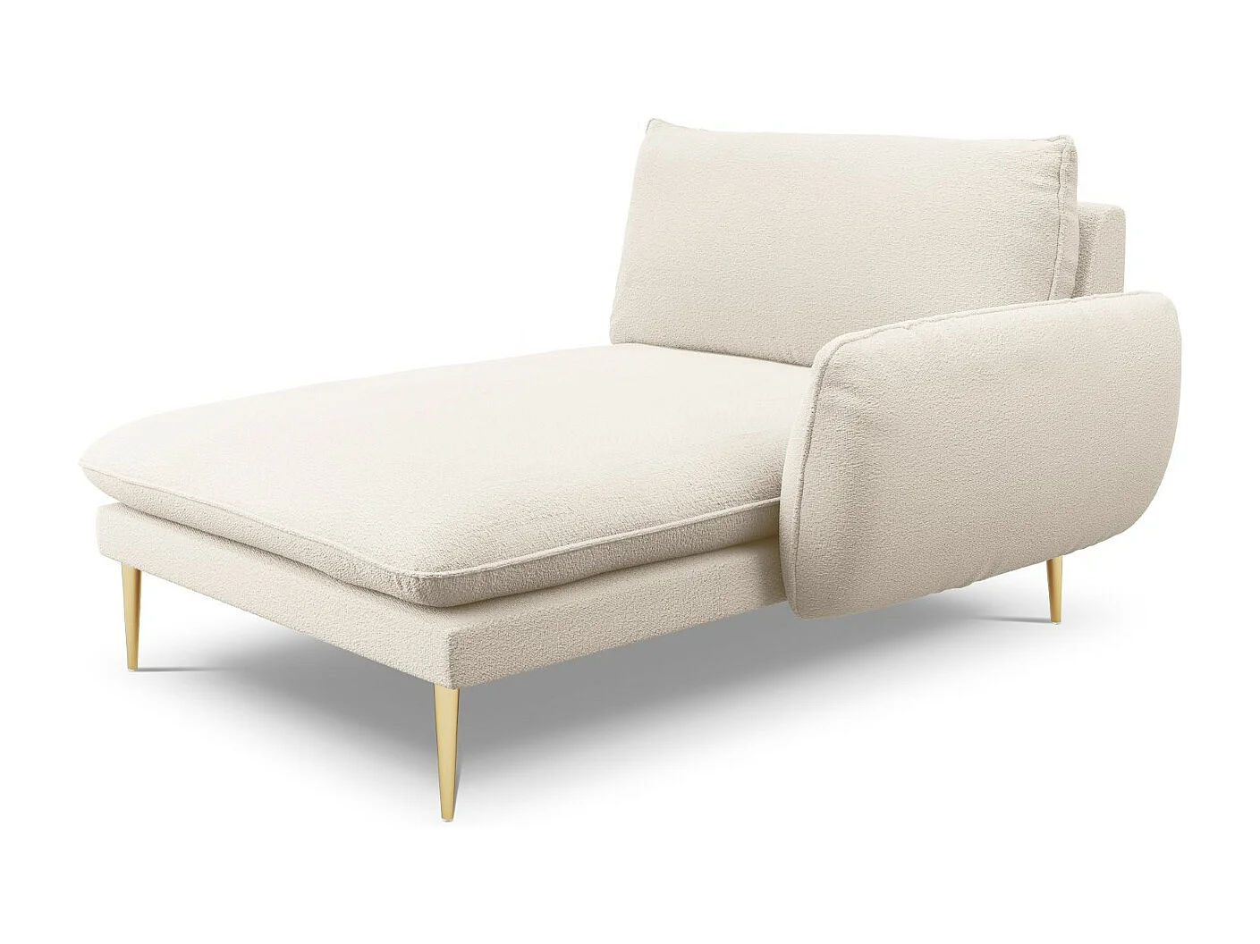 Cosmopolitan Design - Chaise longue direita "Vienna" em tecido bouclé bege - 170x110x95cm