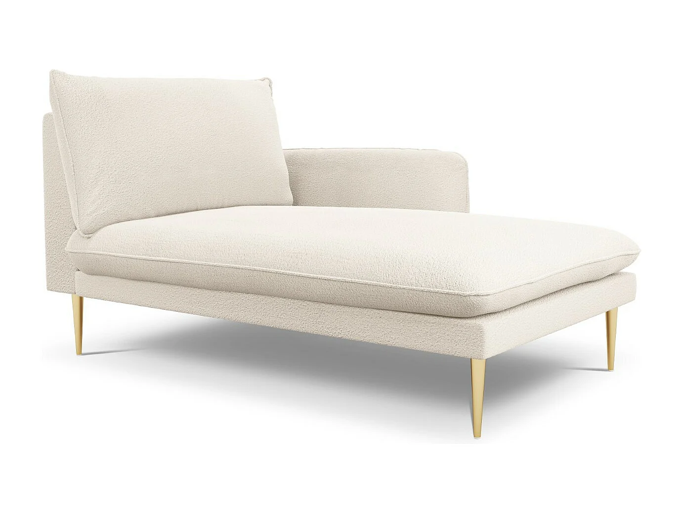 Cosmopolitan Design - Chaise longue direita "Vienna" em tecido bouclé bege - 170x110x95cm