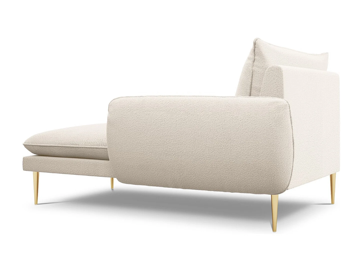 Cosmopolitan Design - Chaise longue direita "Vienna" em tecido bouclé bege - 170x110x95cm