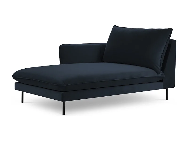 Cosmopolitan Design - Chaise longue esquerda "Vienna" em veludo azul escuro - 170x110x95cm