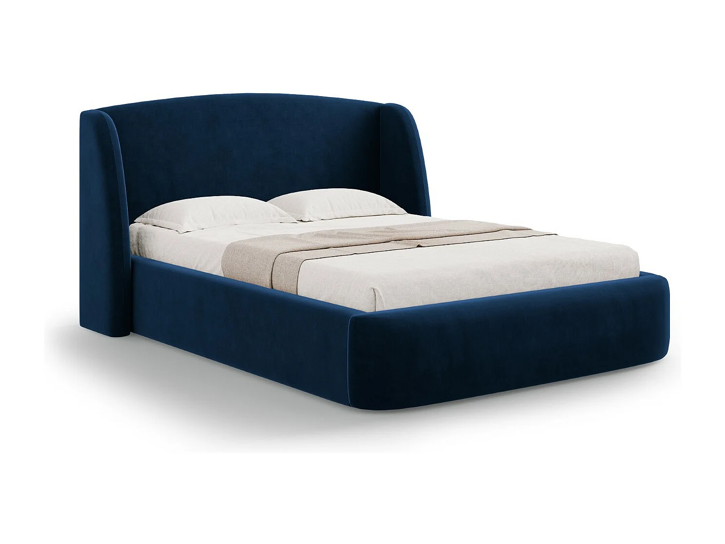 CXL by Christian Lacroix - Bett mit Bettkasten und Kopfteil "Aude" 200x200cm aus Samt königsblau - 216x222x103cm