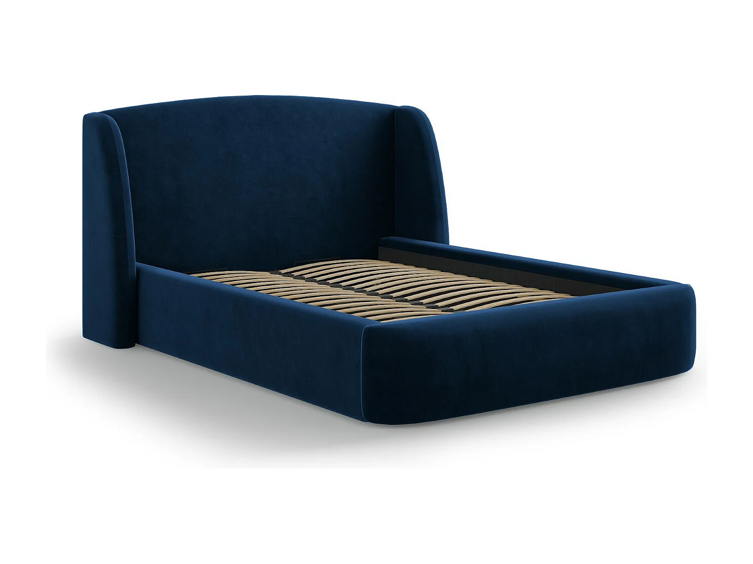 CXL by Christian Lacroix - Bett mit Bettkasten und Kopfteil "Aude" 200x200cm aus Samt königsblau - 216x222x103cm