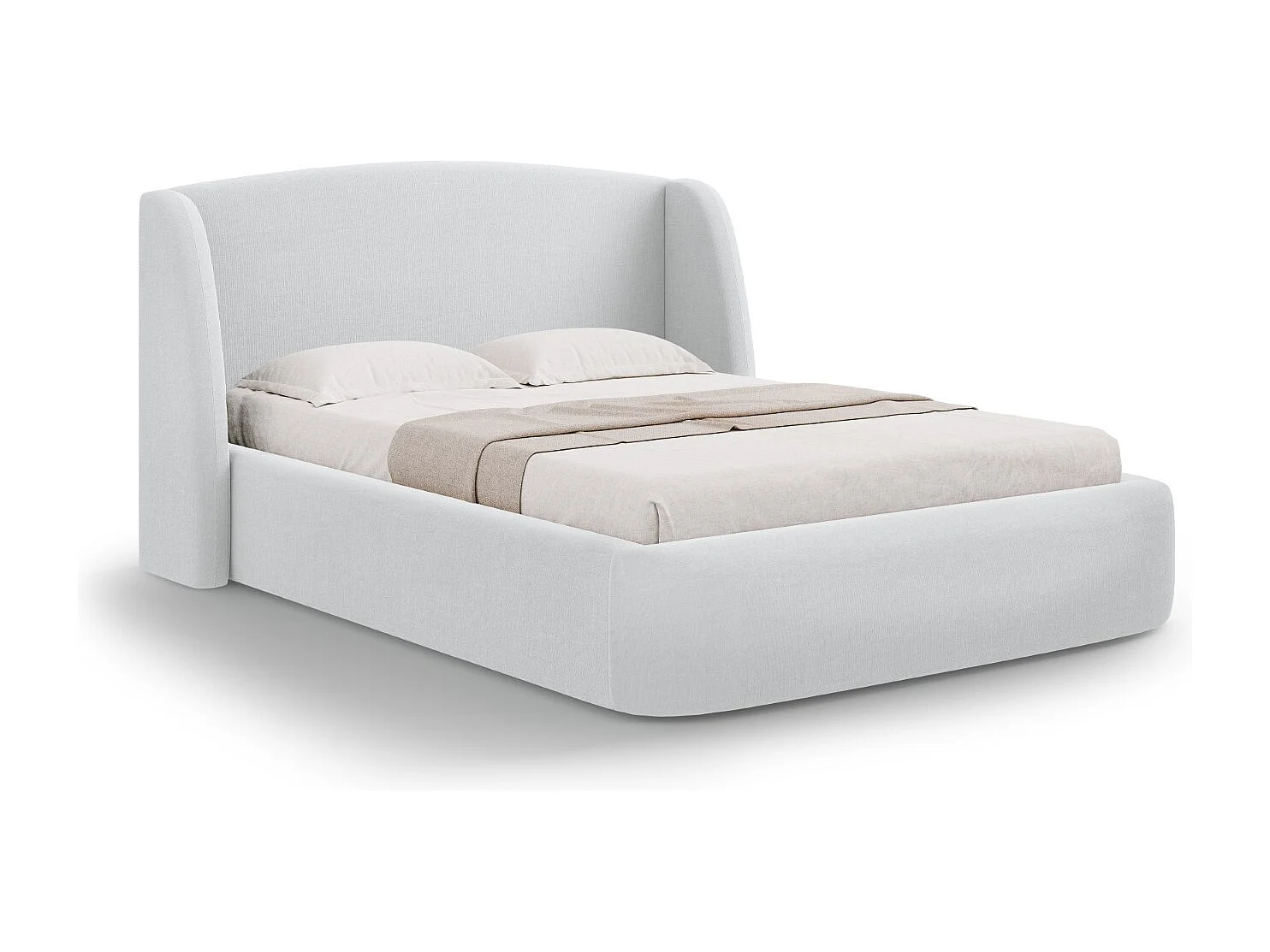 CXL by Christian Lacroix - Opbergbed met hoofdeinde "Aude" 140x200cm, Structurele stof, Koel lichtgrijs - 216x162x103cm