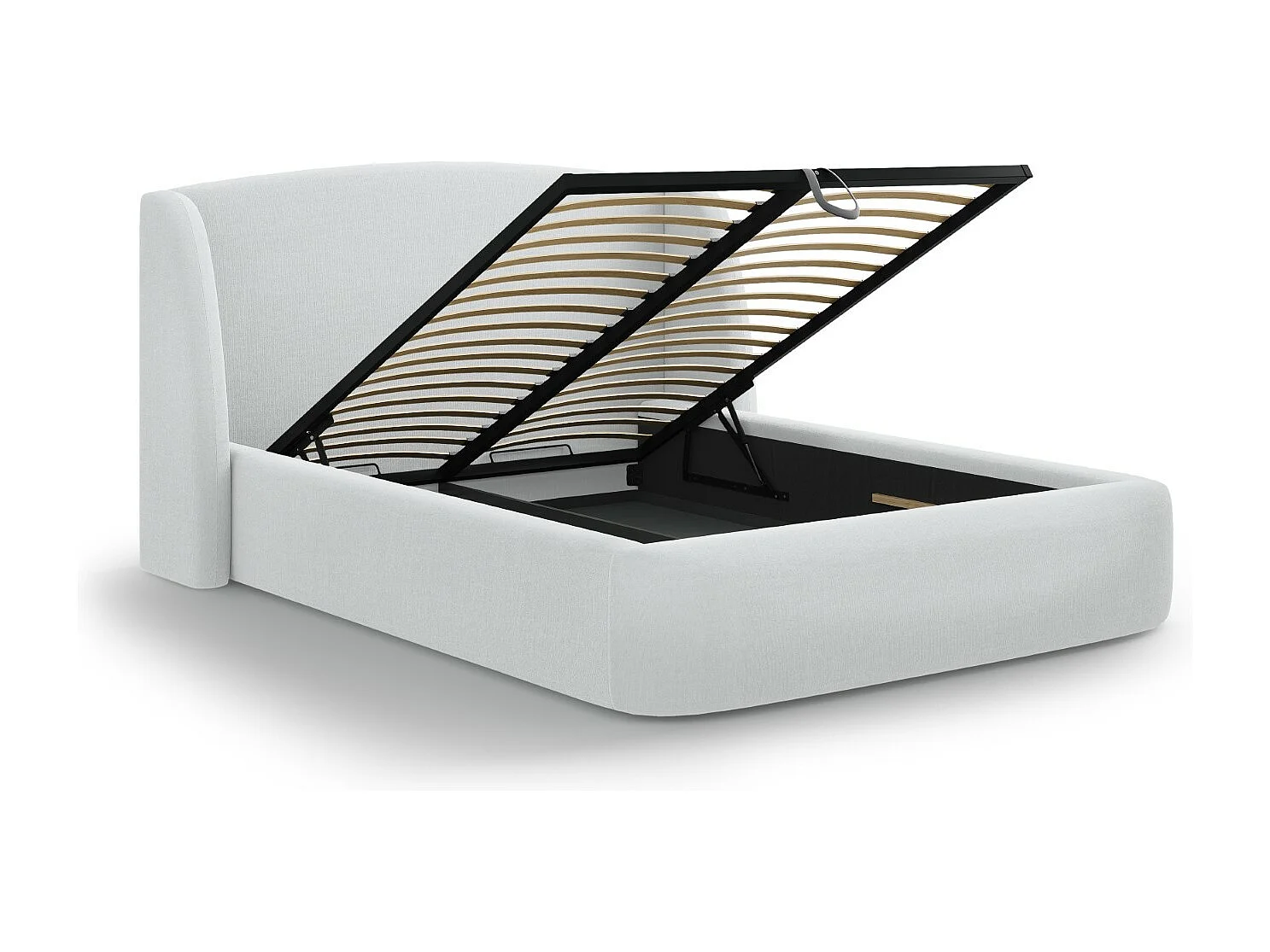 CXL by Christian Lacroix - Opbergbed met hoofdeinde "Aude" 140x200cm, Structurele stof, Koel lichtgrijs - 216x162x103cm