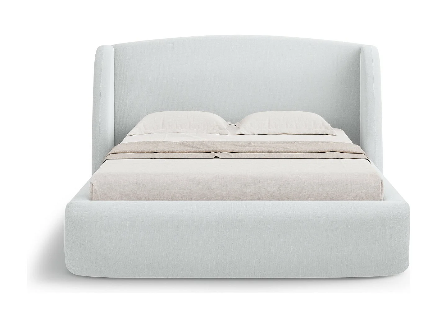 CXL by Christian Lacroix - Opbergbed met hoofdeinde "Aude" 140x200cm, Structurele stof, Koel lichtgrijs - 216x162x103cm