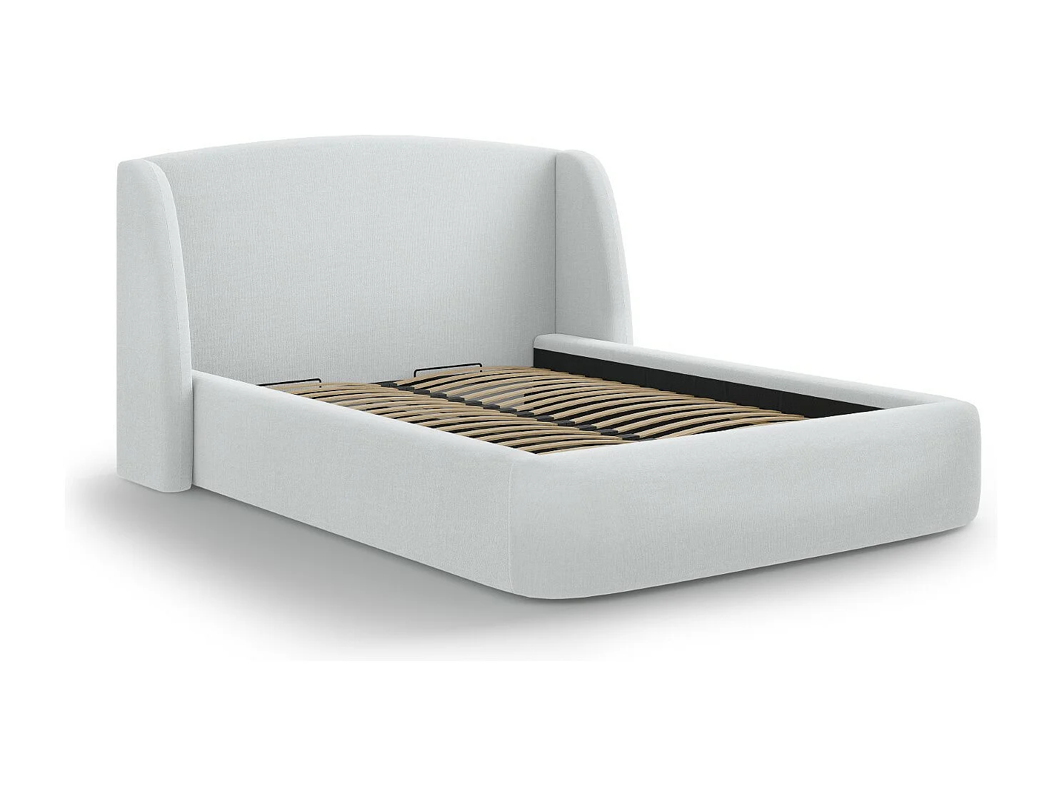 CXL by Christian Lacroix - Opbergbed met hoofdeinde "Aude" 140x200cm, Structurele stof, Koel lichtgrijs - 216x162x103cm