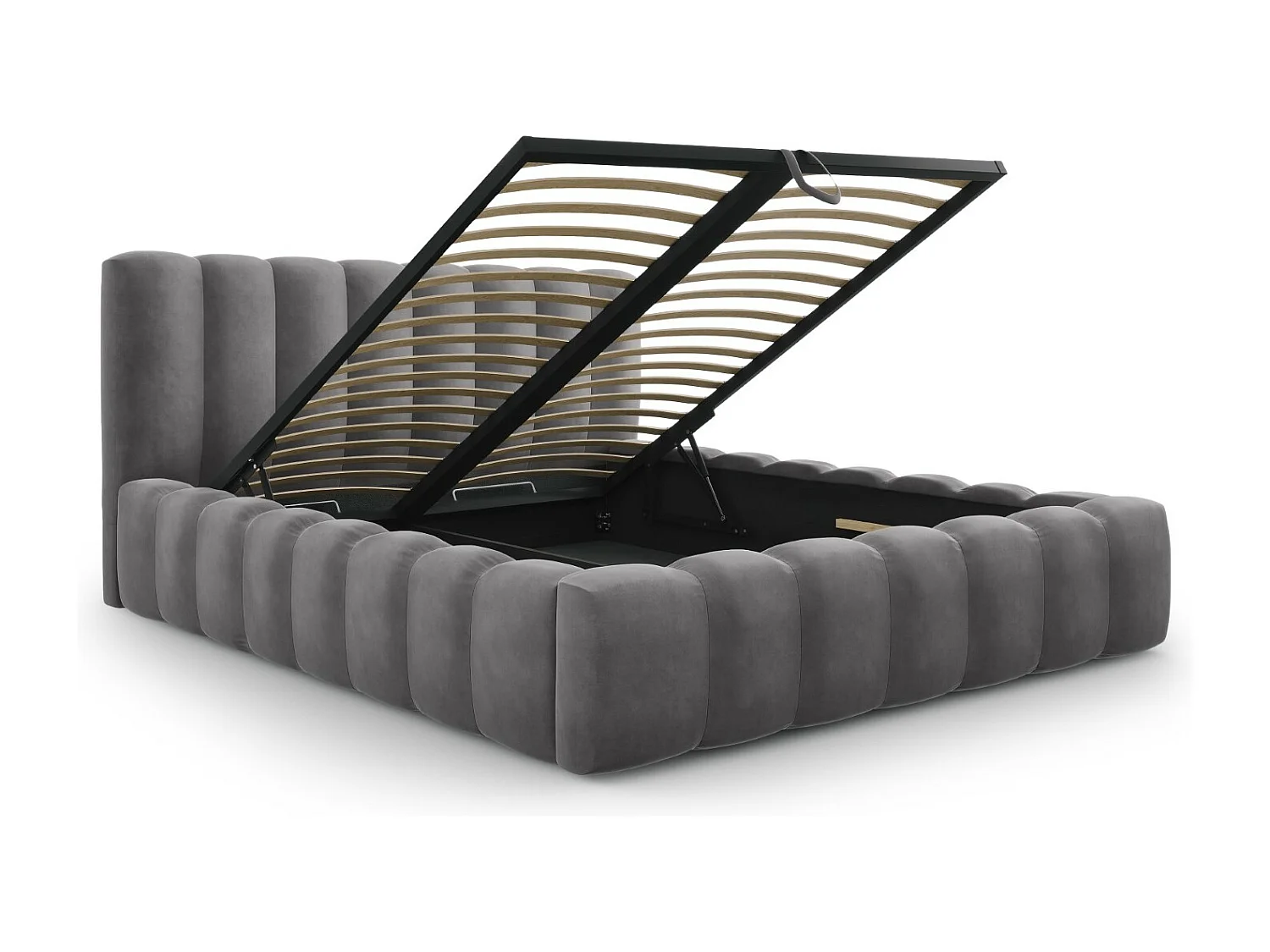 CXL by Christian Lacroix - Cama con cabecero y baúl "Ludivine" 140x200cm de terciopelo gris - 230x165x94cm