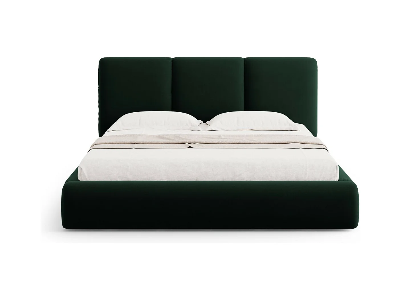 Cosmopolitan Design - Lit coffre avec tête de lit "Nicolas" 160x200cm en velours vert bouteille - 220x180x100cm