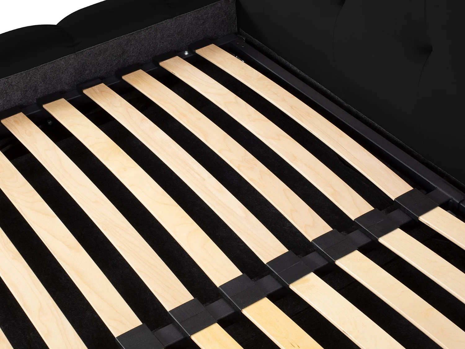 Cosmopolitan Design - Opbergbed met dubbel hoofdbord "Bali" 160x200cm, Flueel, Zwart - 230x250x100cm