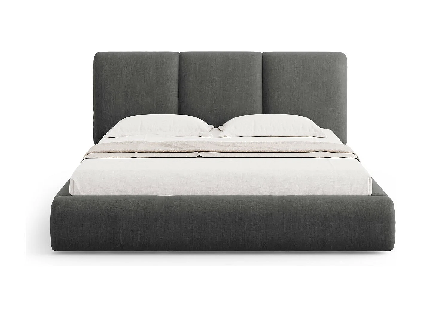 Cosmopolitan Design - Opbergbed met hoofdeinde "Nicolas" 160x200cm, Chenille, Donkergrijs - 220x180x100cm