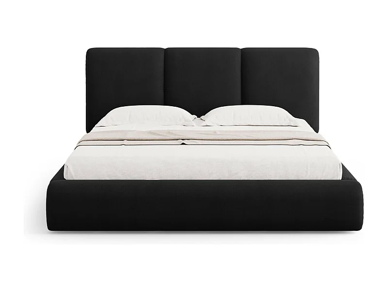 Cosmopolitan Design - Opbergbed met hoofdeinde "Nicolas" 160x200cm, Chenille, Zwart - 220x180x100cm