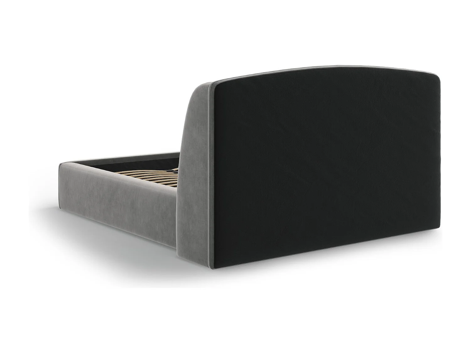 CXL by Christian Lacroix - Opbergbed met hoofdeinde "Aude" 140x200cm, Flueel, Lichtgrijs - 216x162x103cm