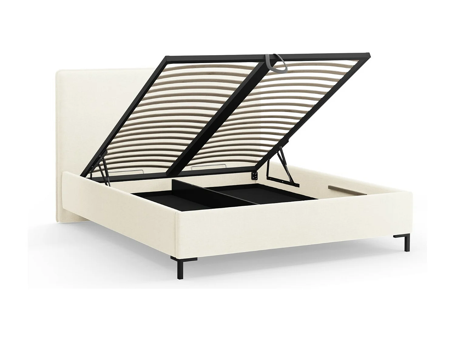 CXL by Christian Lacroix - Bett mit Bettkasten und Kopfteil "Polly" 140x200cm aus Chenille-Stoff elfenbein - 220x150x120cm