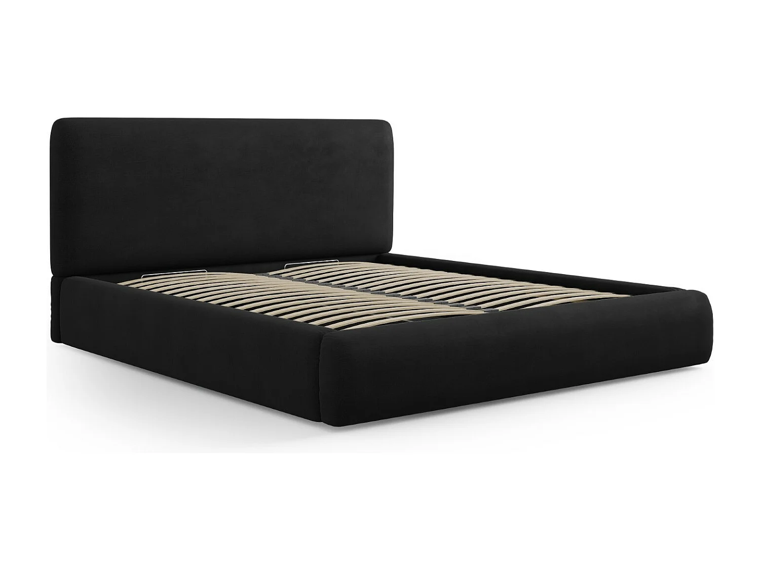 Cosmopolitan Design - Opbergbed met hoofdeinde "Colonel" 180x200cm, Chenille, Zwart - 220x200x100cm