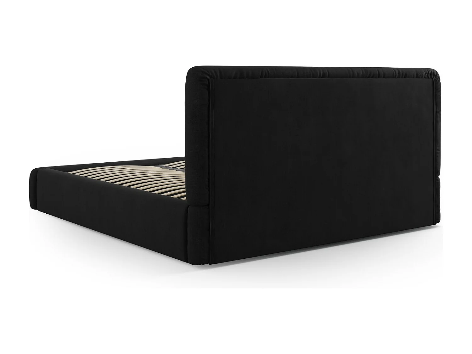 Cosmopolitan Design - Opbergbed met hoofdeinde "Colonel" 180x200cm, Chenille, Zwart - 220x200x100cm