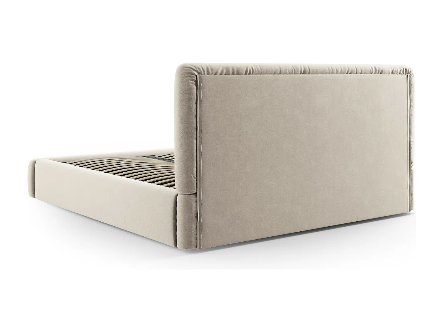 Cosmopolitan Design - Lit coffre avec tête de lit "Colonel" 200x200cm en velours beige clair - 220x220x100cm