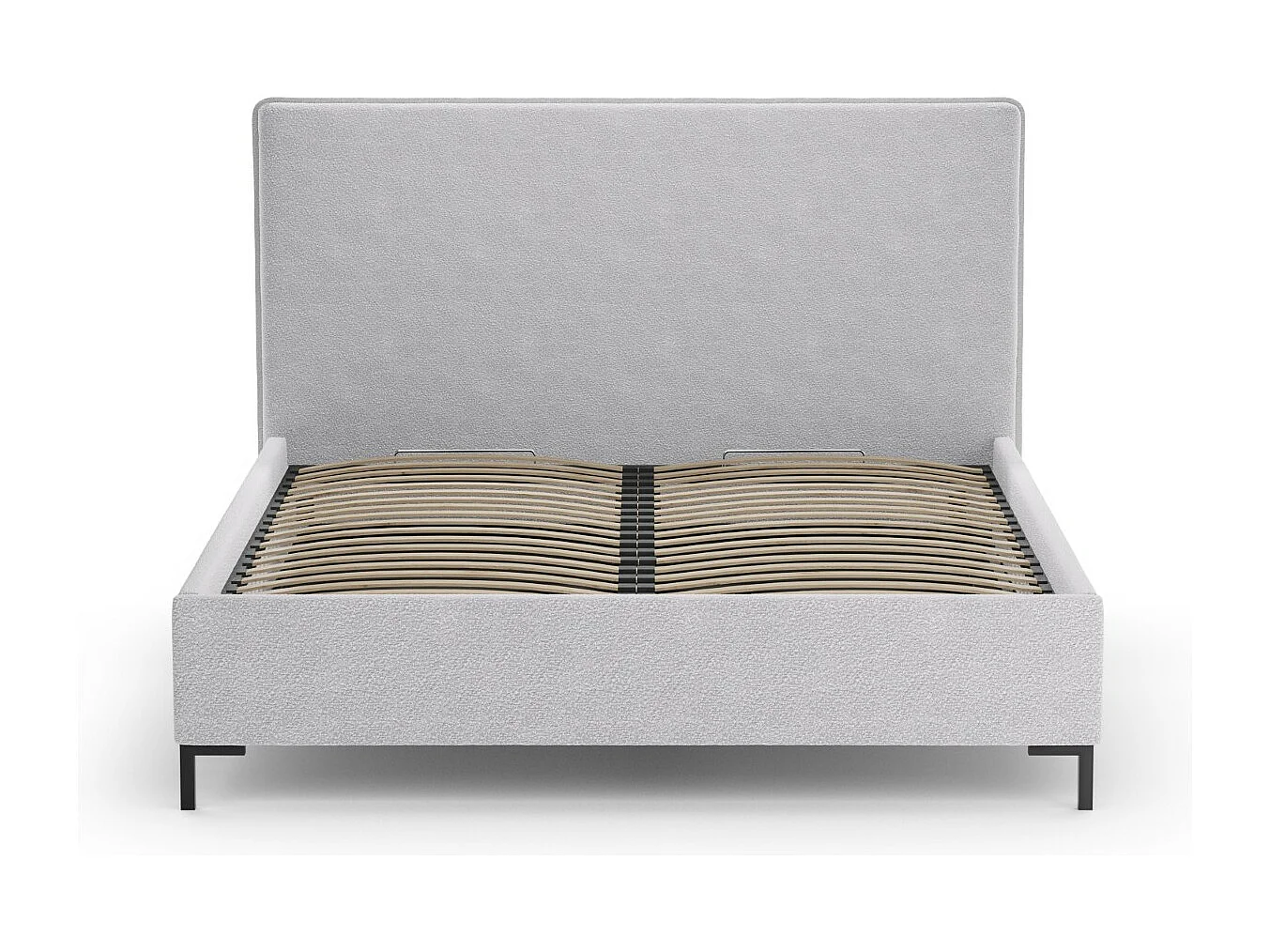 CXL by Christian Lacroix - Cama con cabecero y baúl "Polly" 140x200cm de tejido bouclé gris claro - 220x150x120cm