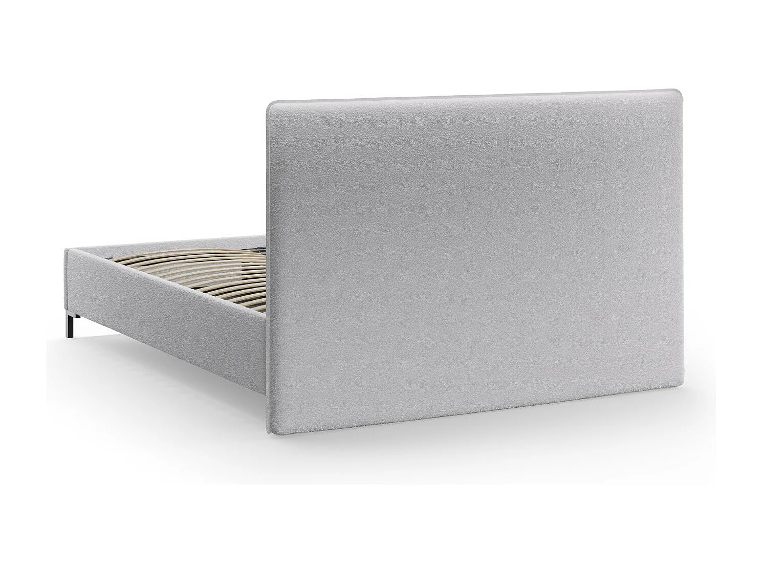 CXL by Christian Lacroix - Cama con cabecero y baúl "Polly" 140x200cm de tejido bouclé gris claro - 220x150x120cm