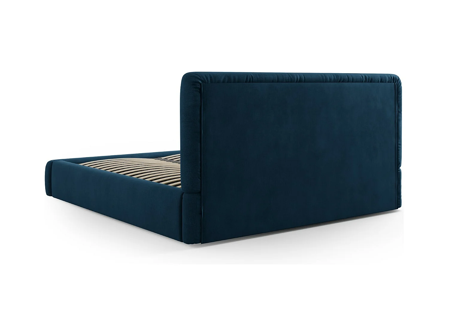 Cosmopolitan Design - Letto a cassettone con testiera "Colonel" 180x200cm in ciniglia blu reale - 220x200x100cm