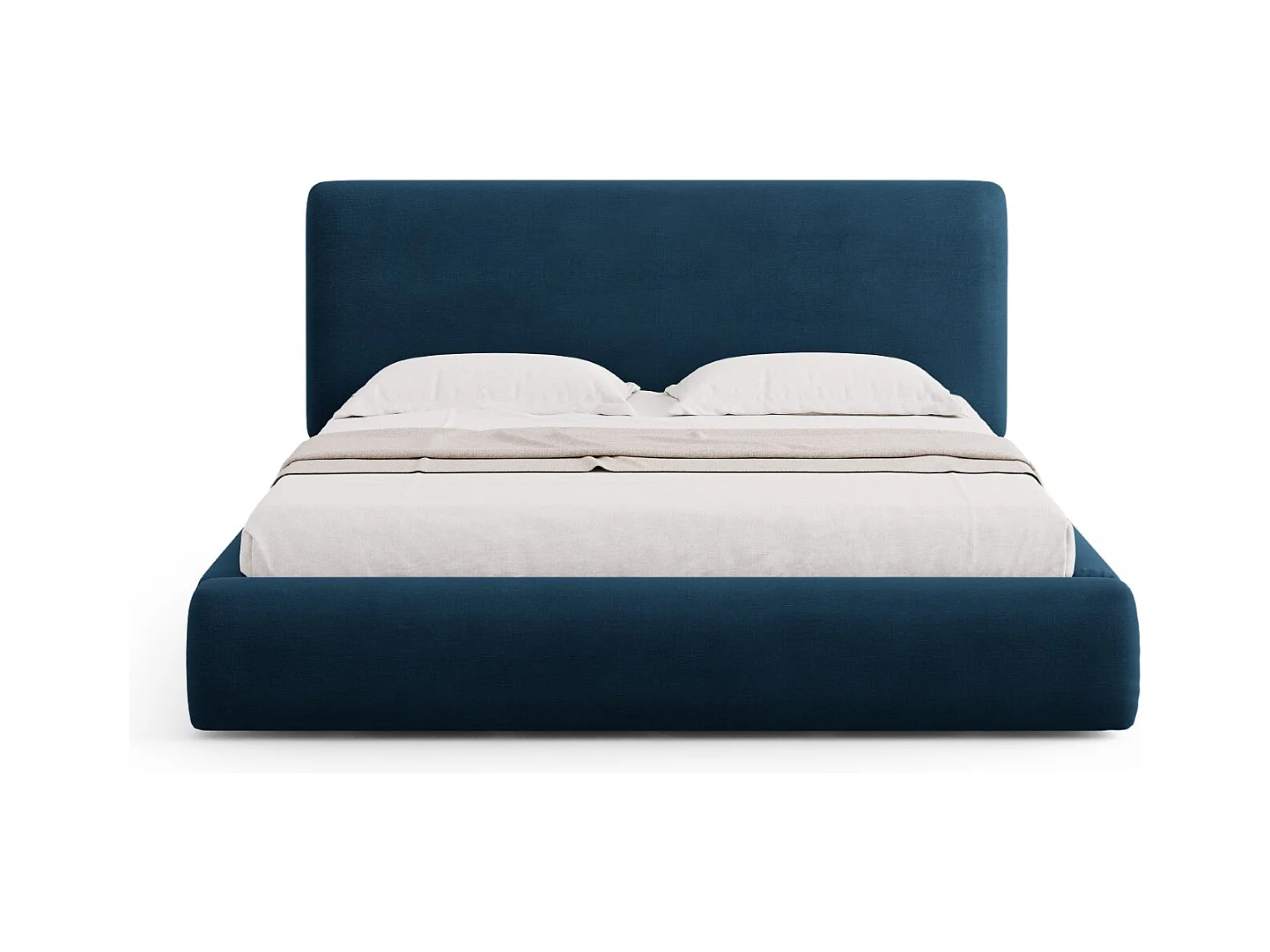 Cosmopolitan Design - Letto a cassettone con testiera "Colonel" 180x200cm in ciniglia blu reale - 220x200x100cm