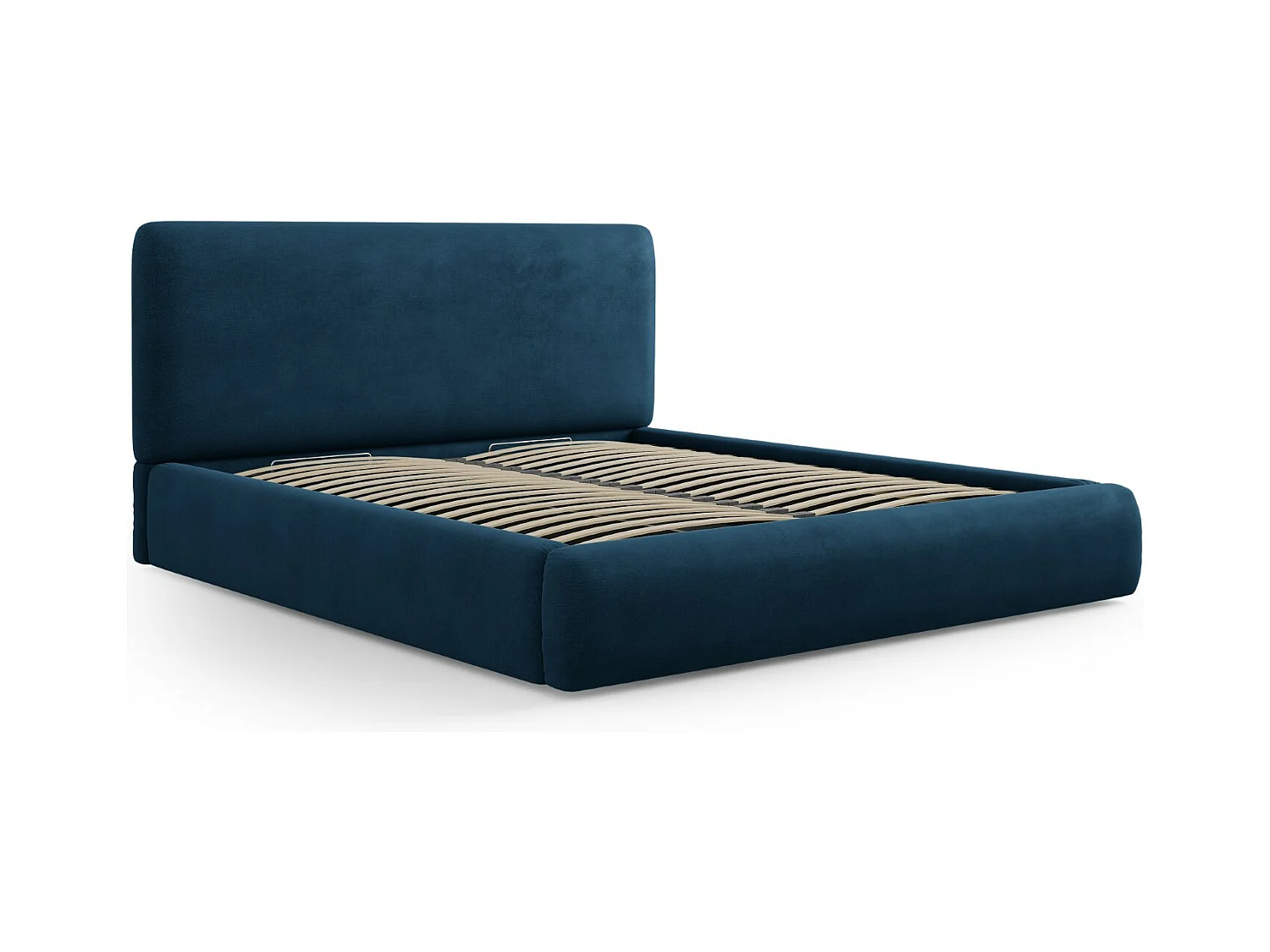 Cosmopolitan Design - Letto a cassettone con testiera "Colonel" 180x200cm in ciniglia blu reale - 220x200x100cm