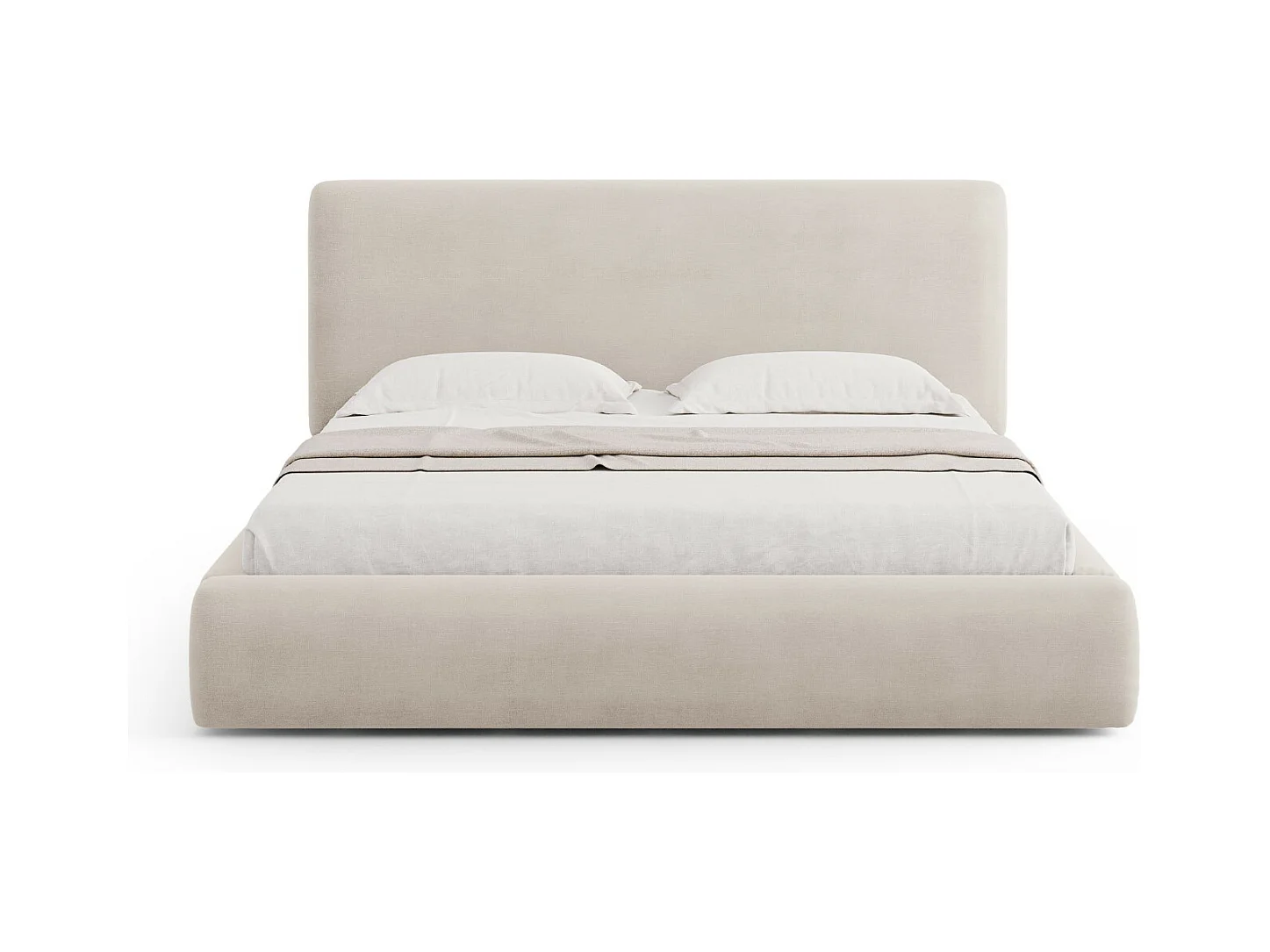 Cosmopolitan Design - Łóżko ze schowkiem i zagłówkiem, "Colonel" 160x200cm szenil, beż - 220x180x100cm