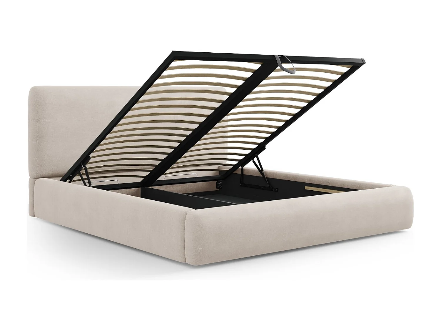 Cosmopolitan Design - Opbergbed met hoofdeinde "Colonel" 160x200cm, Chenille, Beige - 220x180x100cm